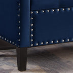Velvet Storage Ottoman with Armrests and Nails Trim,Entryway Living Room Soft Padded Seat,Bed Bench Bedroom End of Bed,Navy (48”L X 18.5” W X 22” H)