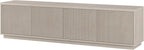 Henn&Hart Fluted TV Stand for TVs up to 85" with 2 Concealed Ribbed Storage Cabinets and Adjustable Shelves for Living Room, Family Room, or Office, Beech White