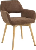 Desk Chair No Wheels Vanity Chair Comfy Accent Chair for Living Dining Room Bedroom Home Office Mid Century Modern Upholstered Armchair Sofa Chair (Brown, 1)