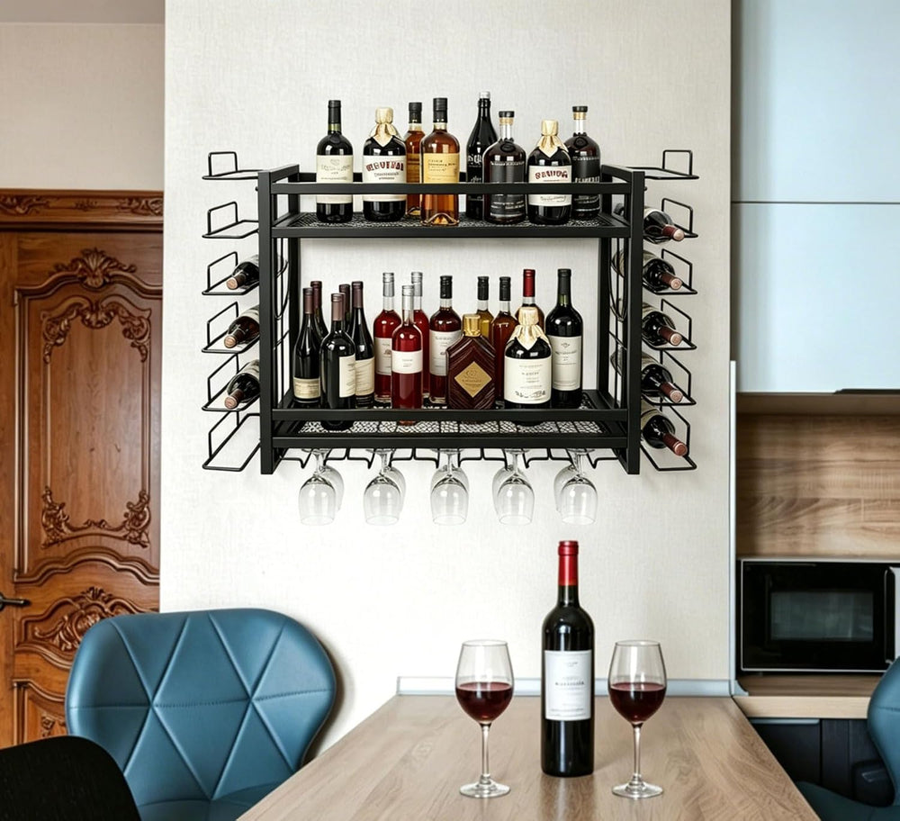 Wine Rack for Wall - Wine Bottle Holder Display Storage for Kitchen, Home Bar...