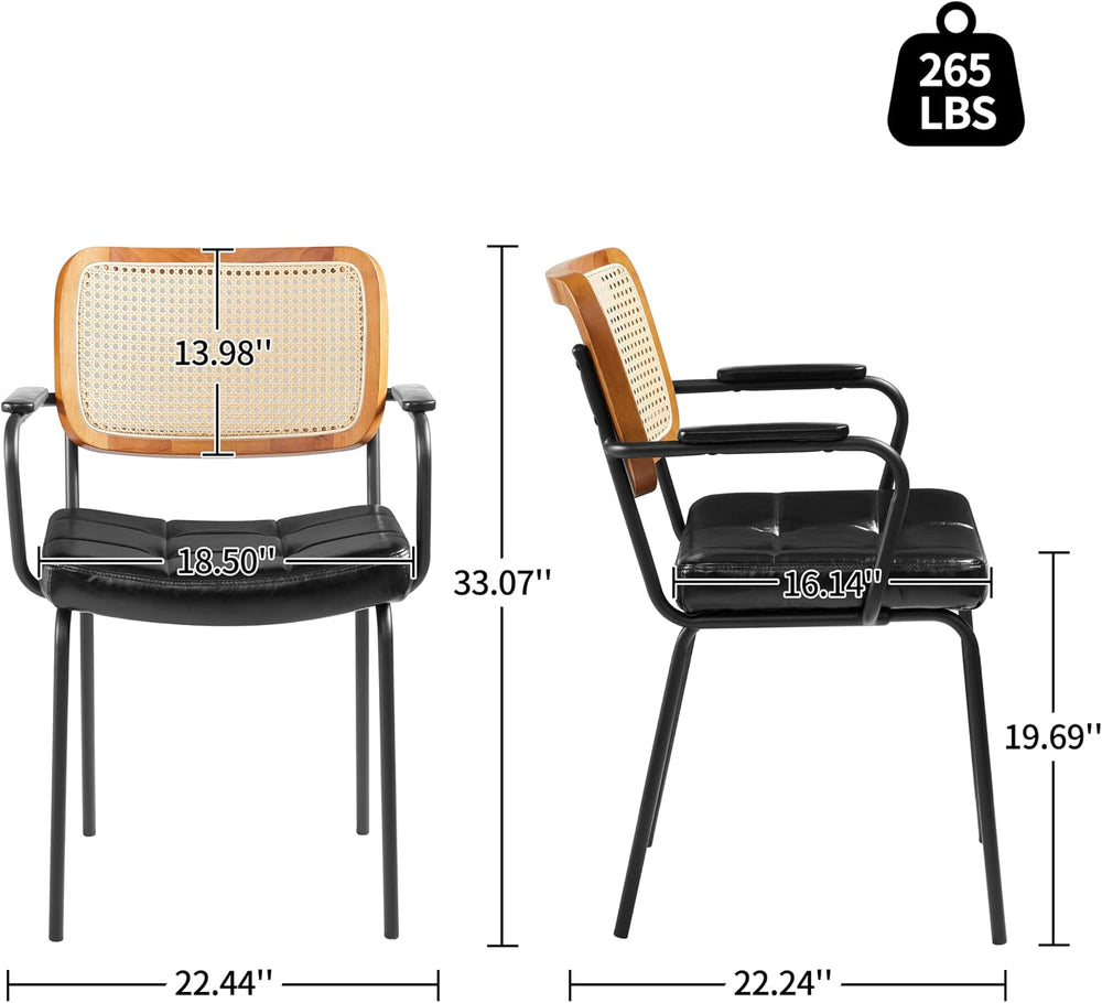Art Leon Rattan Dining Chairs Set of 4 - Mid Century Modern Dining Chairs wit...