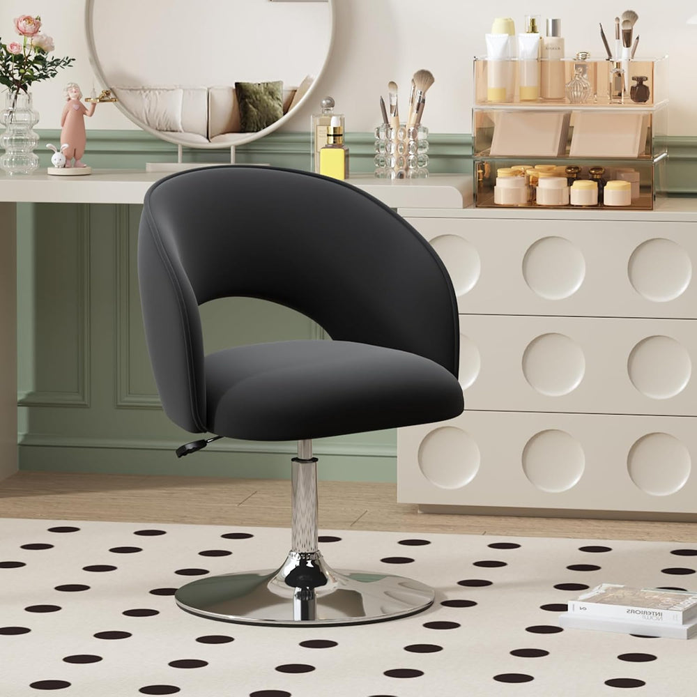 Furniliving Vanity Chair, Salon Chair Flexible Round-Back, 360° Accent Chair ...