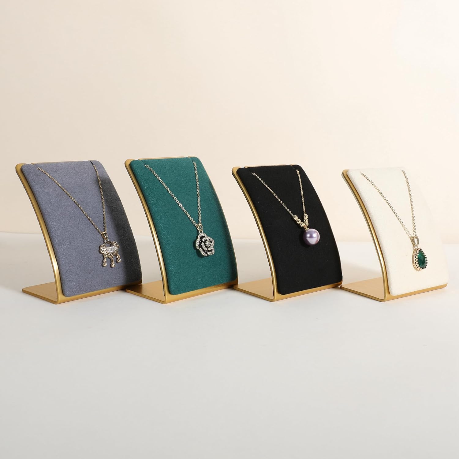 GemeShou Black Necklace display stand, Velvet Jewelry necklace display holder for selling, small metal earring neck storage organizer, online jewelry photography props【Black】