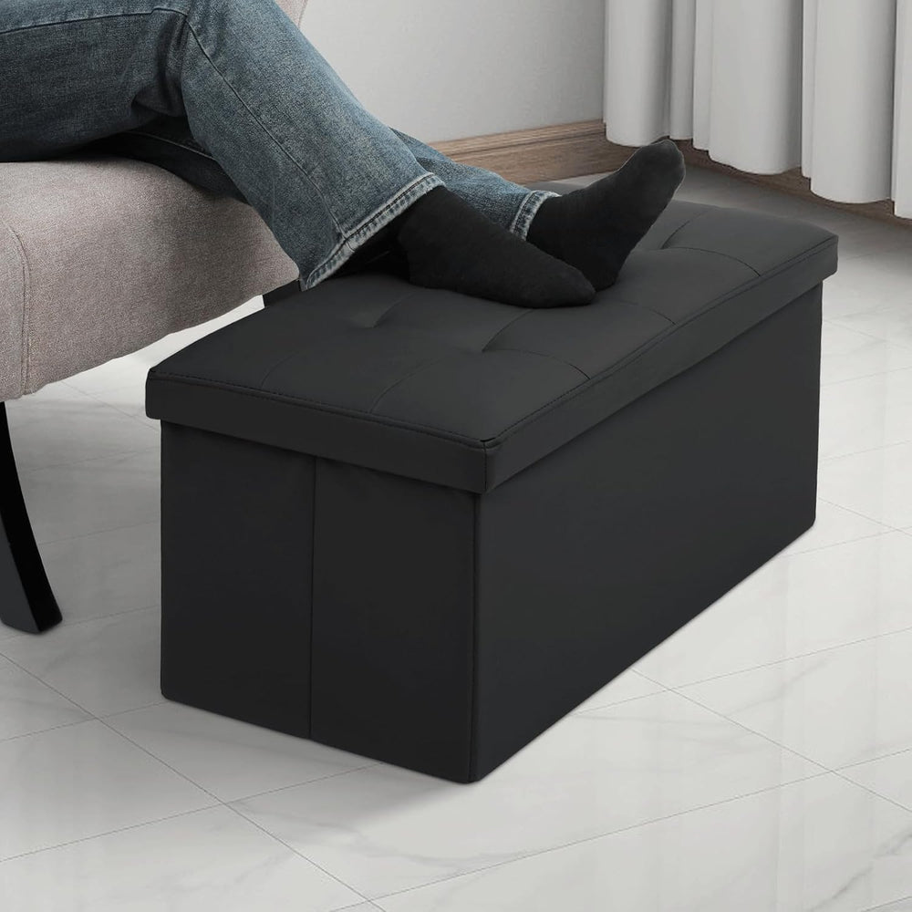 MoNiBloom 30 Inch Storage Ottoman Bench, 24 Gal. Folding Ottoman Footrest, En...