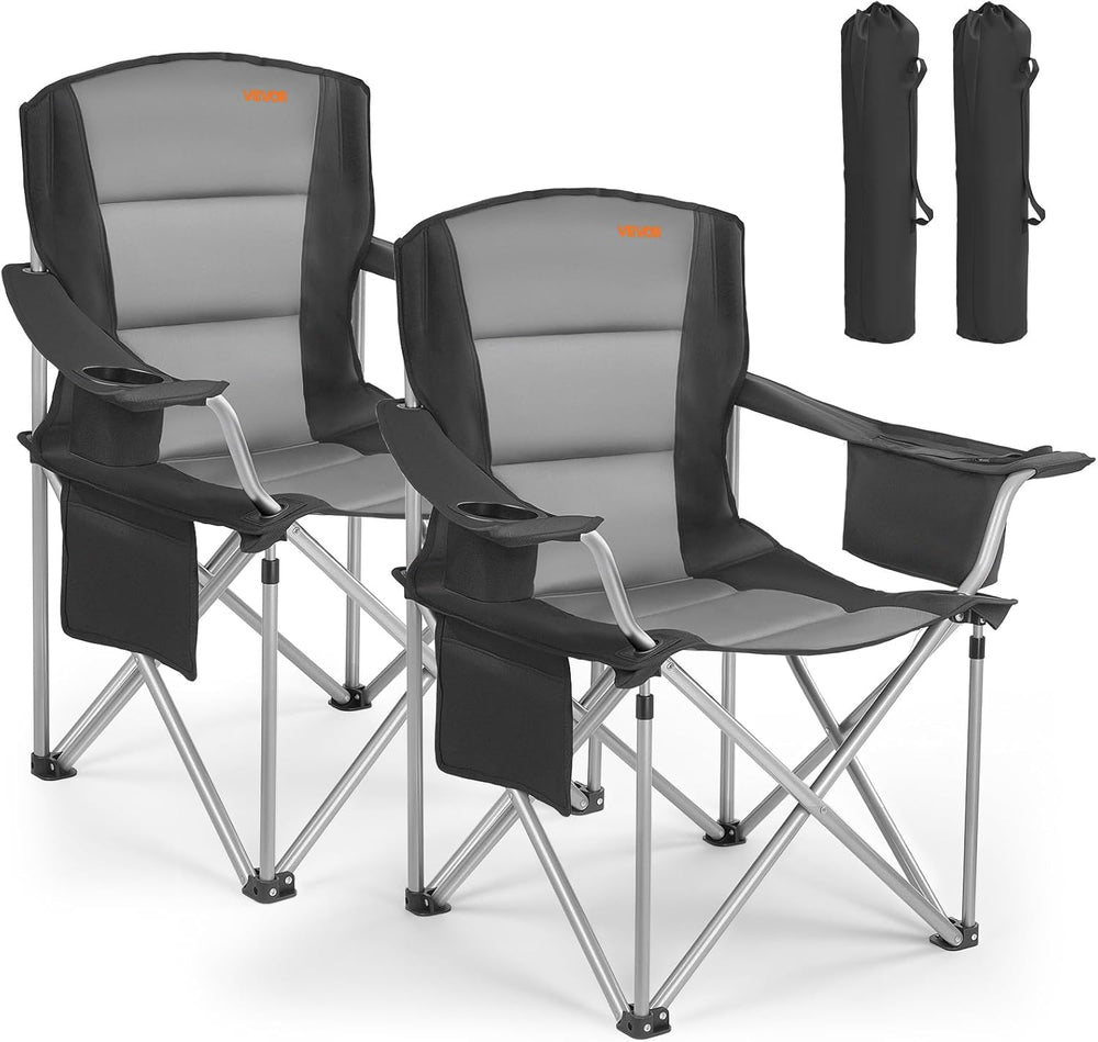 VEVOR Oversized Camping Folding Chair, Portable Heavy Duty Outdoor Quad Lumba...
