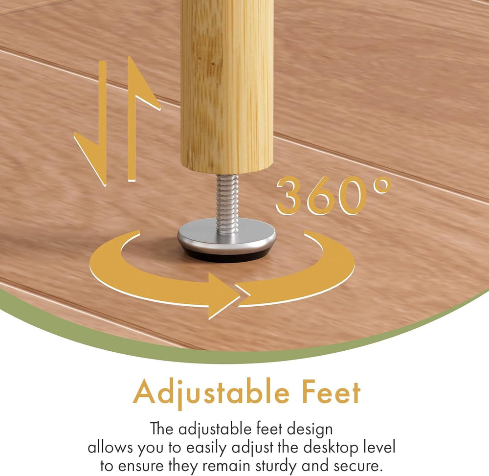 2 Tier Bamboo Narrow End Table, No Tool Assembly Bedroom Bedside Table, Small...