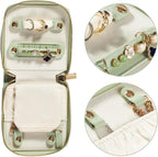 Travel Jewelry Organizer Case - for Tangle-Free Necklaces, Earrings, Rings, Bracelets Storage, Travel Essentials, Fashion Portable Jewelry Travel bags for Women - Small Macaron Green