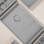 Velvet Stackable Jewelry Display Flat Tray For Ring Earring Necklace Bracelet, Bangle Pendant Storage Blank Plate, Shop Countertop Jewelry Dish Organizer (Gray)