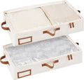 StorageWorks Under Bed Storage Containers with Handles and Label Holder, 2 Pack Ultra-thick Fabric Underbed Bins, Closet Organizer for Clothes, Blankets, Sweater