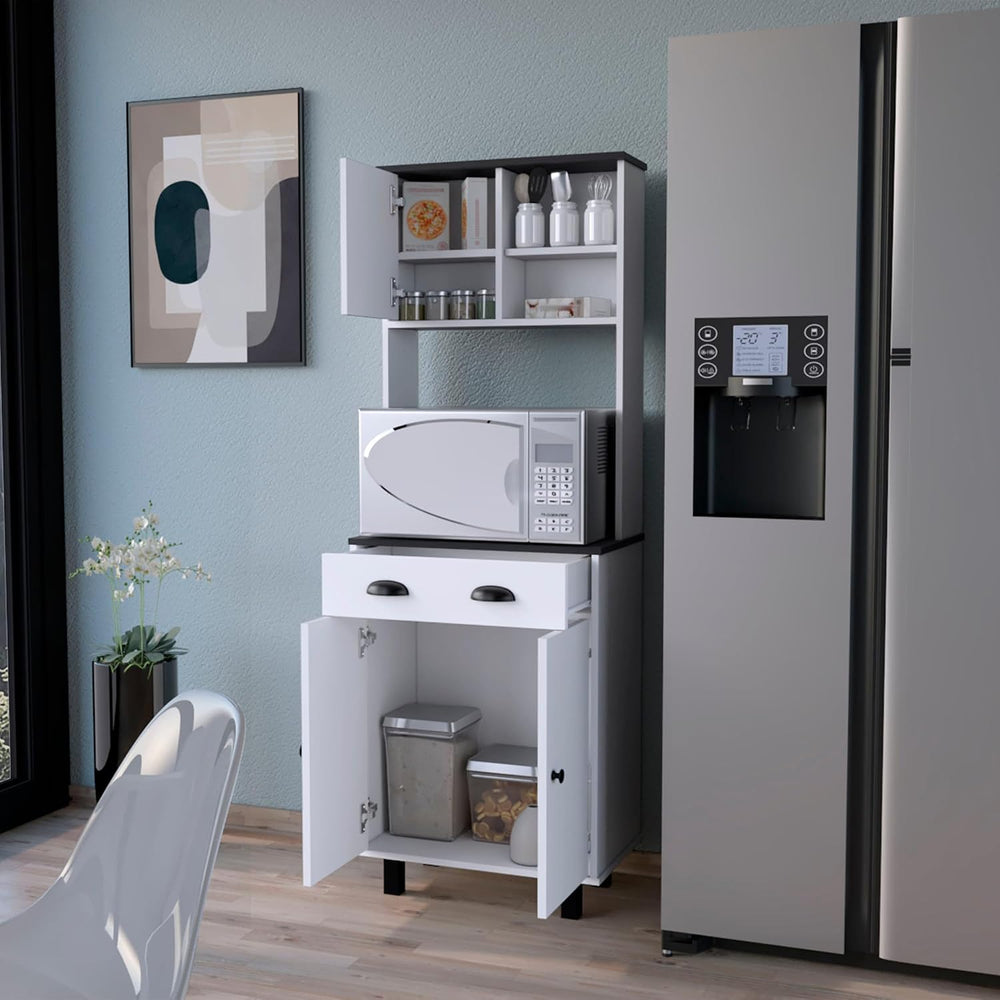 Emily White and Wengue 1-Drawer Kitchen Pantry