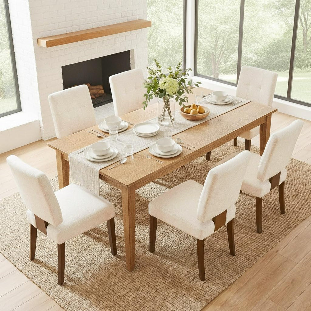 Wooden Dining Chairs Set of 6, Upholstered Dining Room Chairs