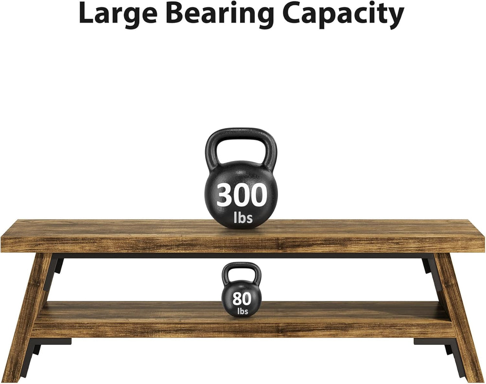 47 inch Entryway Bench, Wood Entry Bench for Shoe Storage, 2-Tier Modern Farm...