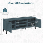 Giantex 2-Door TV Stand for TVs up to 65", Mid Century Modern Entertainment Center with 2 Storage Cabinets & 4 Adjustable Shelves, 6 Metal Legs, Media TV Console Table for Living Room (Teal Blue)