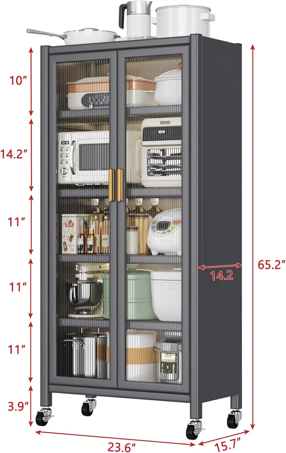Kitchen Pantry Metal Kitchen Shelving Floor-to-Ceiling Multilevel Household M...