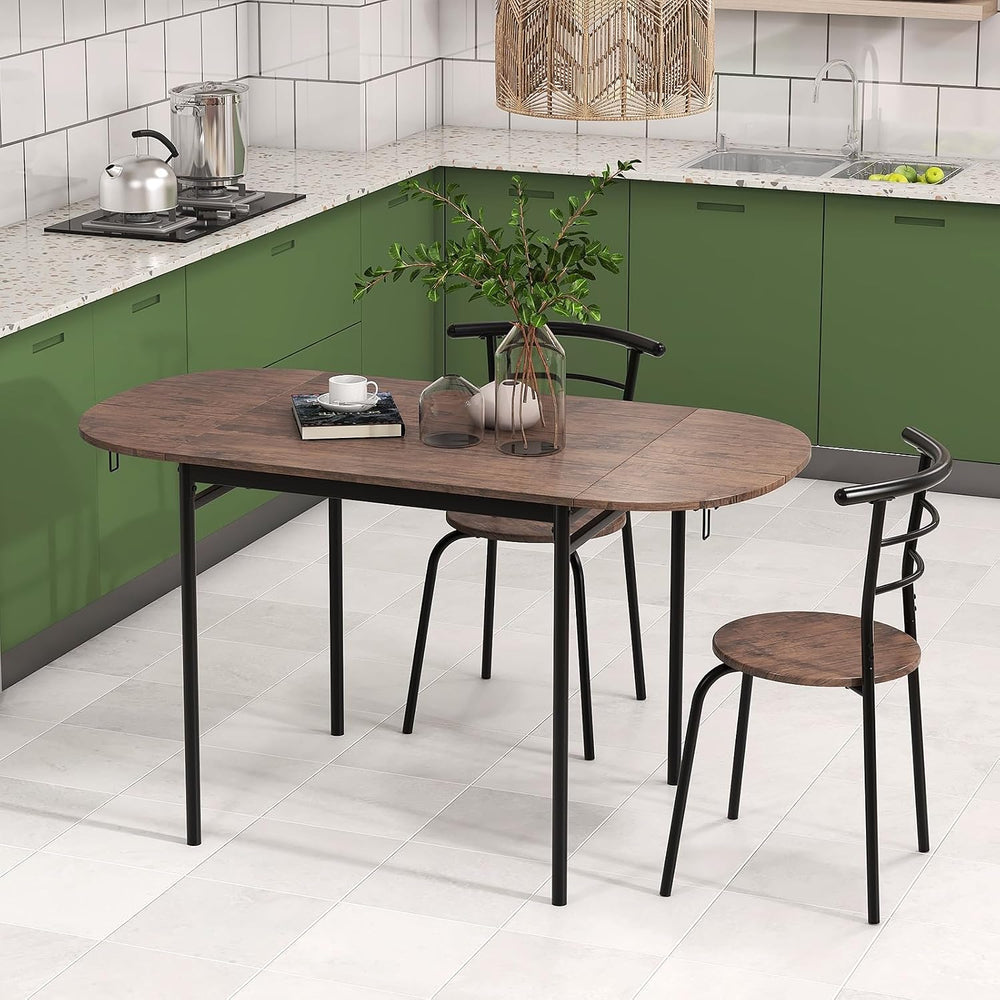 Giantex 3-Piece Dining Table Set for 2, 55-inches Drop Leaf Kitchen Table wit...