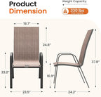 JEAREY Patio Dining Chairs Set of 4, Outdoor Stackable Dining Furniture Set, All Weather Dining Set for Lawn, Garden, Backyard, Poolside, Brown