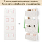 Dahey Over The Door Organizer Macrame Boho Nursery Storage Decor with 4 Large Woven Pockets Closet Behind Hanging Organizer for Bedroom Nursery Bathroom Apartments Dorm Pantry Decoration,White