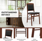 Giantex Folding Dining Chairs Set of 2, Foldable Wood Kitchen Chairs with Padded Seat, Solid Wood Frame, Max Load 400 Lbs, No Assembly Easy to Store Wooden Dining Chairs for Apartment, Small Space