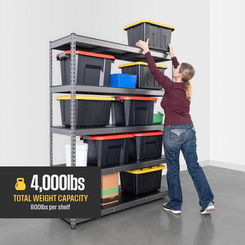 SafeRacks Modular Garage Shelving - 5 Tier Storage Shelves, Tall Metal Rack Shelves for Storage, Heavy Duty Steel Shelf Organizer for Garage, Or Kitchen Pantry (Hammertone, 18 x 48 x 72)