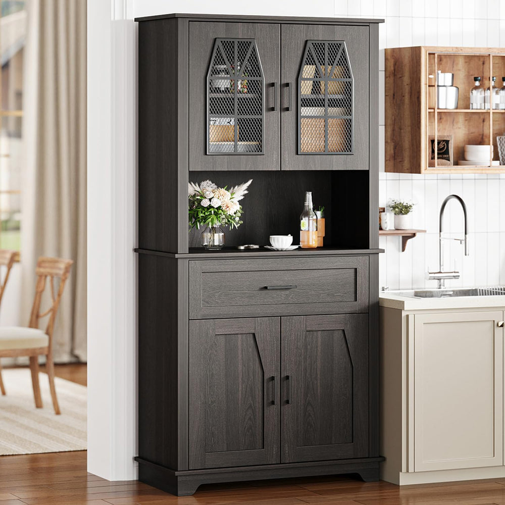 Kitchen Pantry Storage Cabinet with Doors and Shelves, Industrial Pantry Stor...