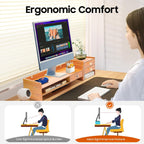 Wood Monitor Stand With Drawers,Desk Organizer With Lockable Drawer & Phone Holder, Computer Monitor Riser Stand With Storage Shelf,Multi-Purpose Desktop Storage Stand For Computer, Laptop, Printer