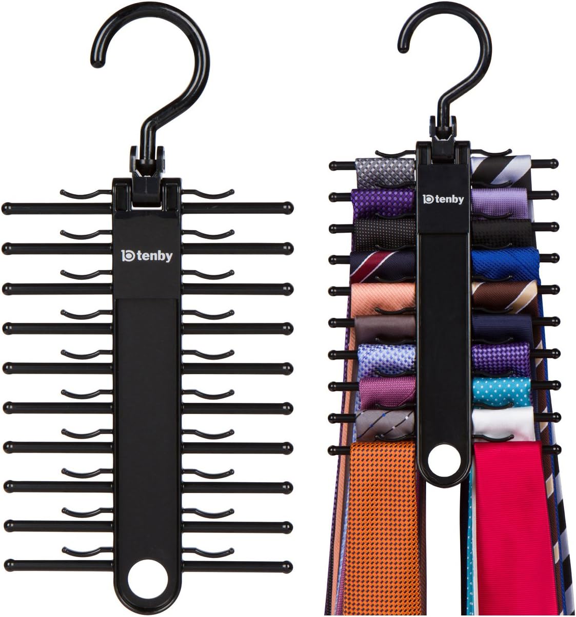 2-Pack Black Tie Rack, Organizer, Hanger, Holder - Affordable Ti.