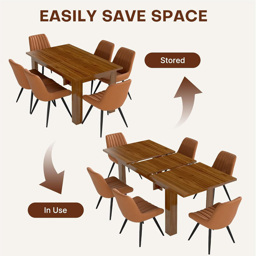 Miereirl 59"–77" Extendable Farmhouse Dining Table Set for 6, 7-Pie...