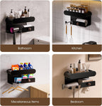 Universal Hair Dryer Holder, Hair Tool Organizer with Shelf for Bathroom, Hair Accessories Organizer for Blow Dryer, Curling Iron, Straightener