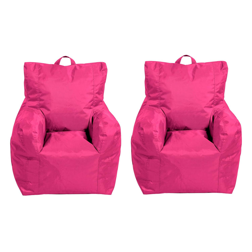 Cali Little Bear Sack Bean Bag Chair, Durable Coated Oxford Nylon Cover, Flexible Seating for Children, Kid's Furniture for Bedrooms, Playrooms, Daycare, Preschool (2-Pack) - Raspberry