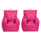 Cali Little Bear Sack Bean Bag Chair, Durable Coated Oxford Nylon Cover, Flexible Seating for Children, Kid's Furniture for Bedrooms, Playrooms, Daycare, Preschool (2-Pack) - Raspberry