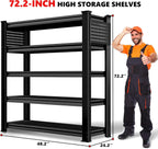 SILVEL 48.2" W Garage Shelving, 5000LBS Heavy Duty Metal Shelving, 2025 Solid Storage Shelves with 2 Side Pegboards, Industrial 5 Tier Shelves for Basement Pantry Warehouse Supermarket, 8 Pack