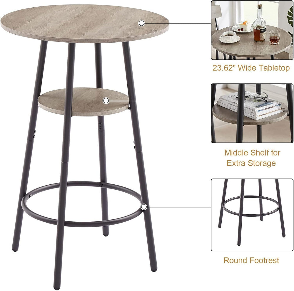 3-Piece Dining Table Set for 2, Small Round Kitchen Table with 2 Chairs, Coun...