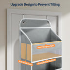Yecaye Over The Door Organizer Storage, 5-Tier Heavy Duty Door Organizers Hanging with 10 Side Mesh Pockets, 44 lbs Load Capacity Behind Door Storage for Bathroom Nursery Bedroom Dorm Closet, Grey