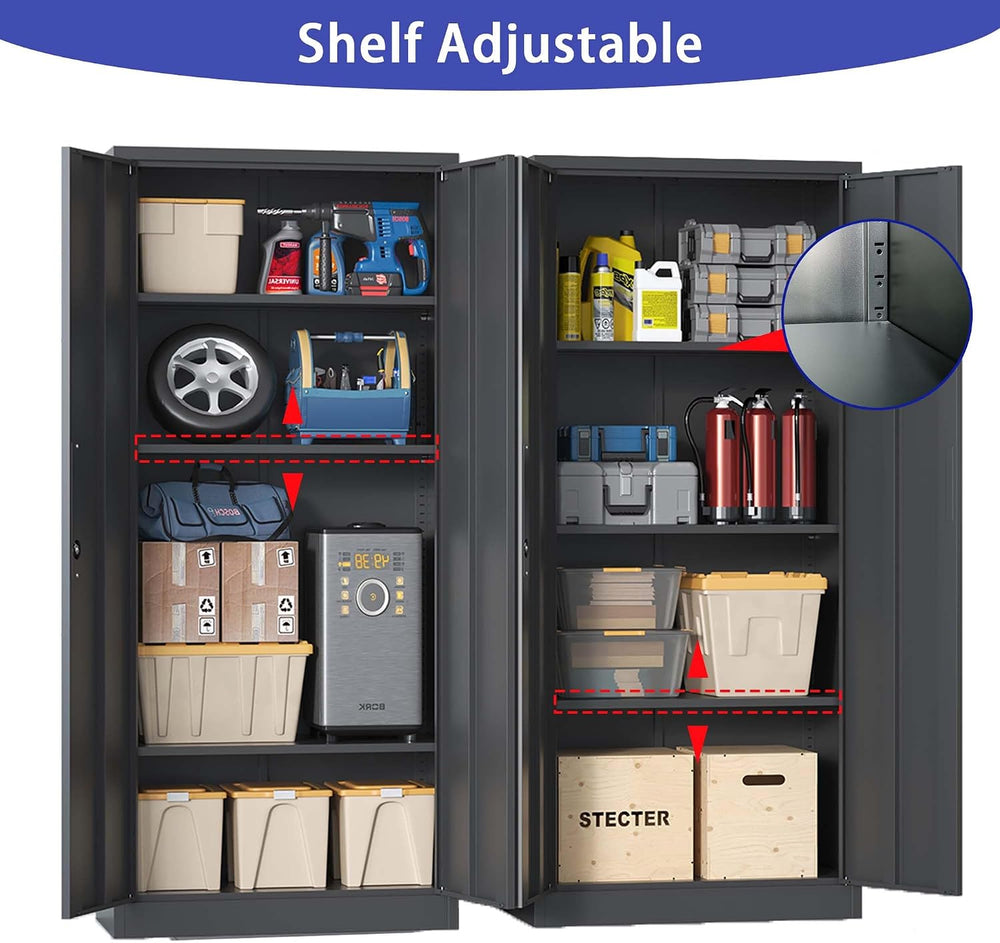 Lockable Cabinet Metal Storage Cabinet, 69" Locking Metal Storage Cabine...