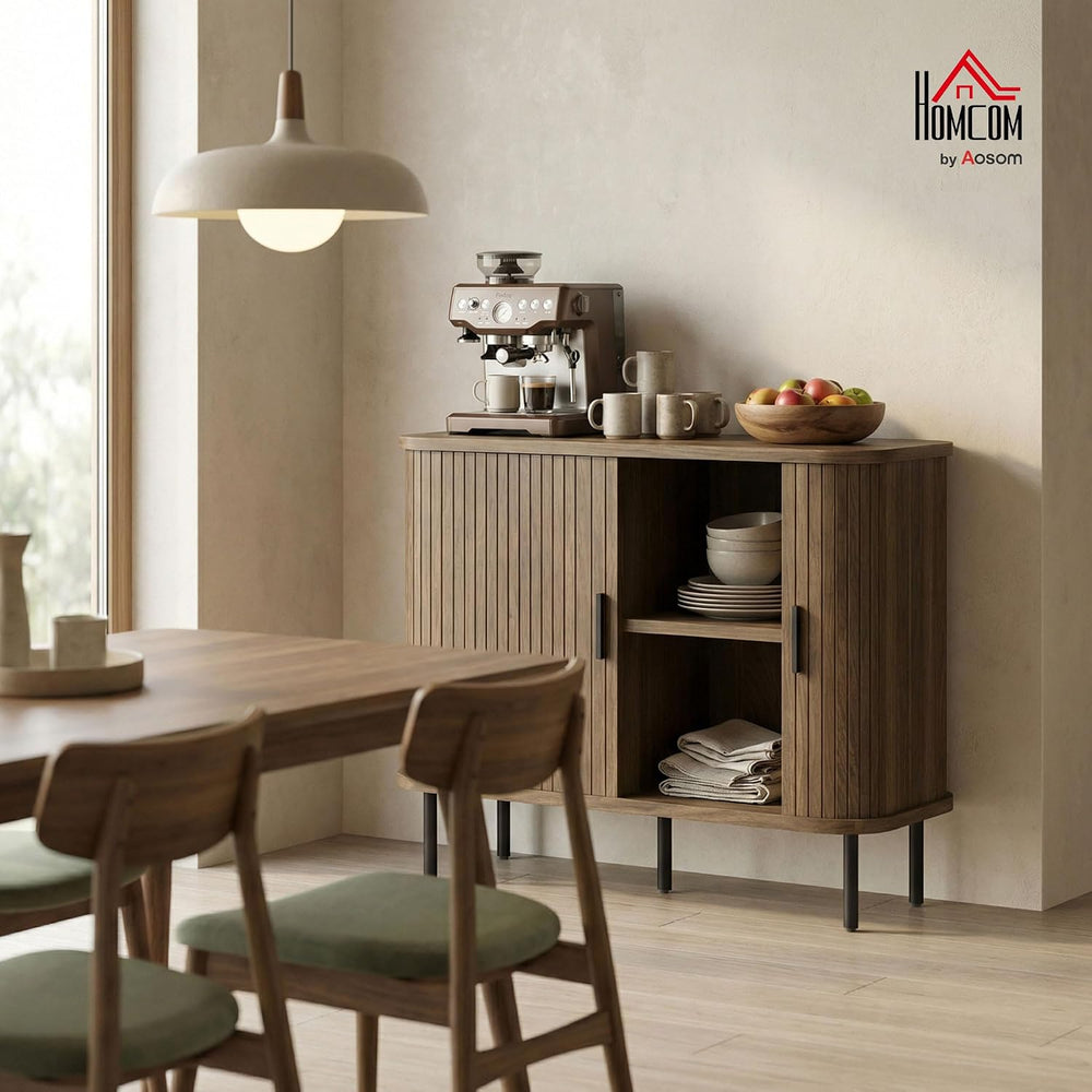 HOMCOM 35.4" Sideboard Buffet Cabinet with Storage, Nordic Coffee Bar Ca...