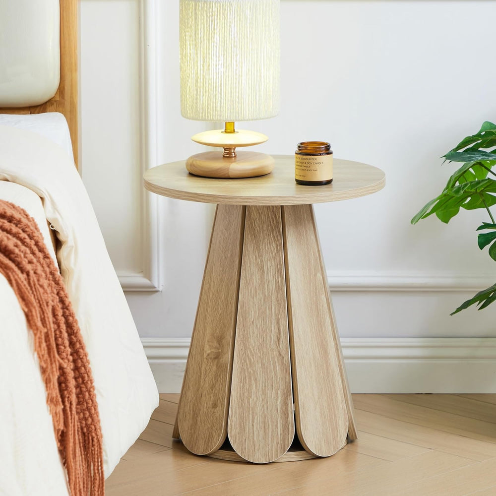 Round End Table Nightstand Set of 2, Mid Century Modern Side Table, Circle Be...