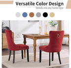 Modern Dining Chairs Set of 6, Tufted Upholstered Dining Chair with Solid Wood Legs, Wine Red Velvet Accent Chair, Sillas de Comedor, 6 Dining Chairs (Burgundy, Velvet, 6Pcs)