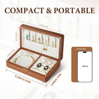LadyRosian Wooden Small Jewelry Box - Mini Wood Travel Jewelry Case Portable Organizer for Rings, Earrings, Necklaces & Bracelets Storage Women Girls Men,Sapele