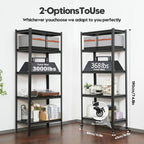 Kitchen Shelving with Lockable Wheels - 5-Tier Space-Saving Metal Shelves 72" H X 31.5" W X 17" D, Heavy Duty Adjustable Storage Shelf for Living Room/Home Office/Pantry
