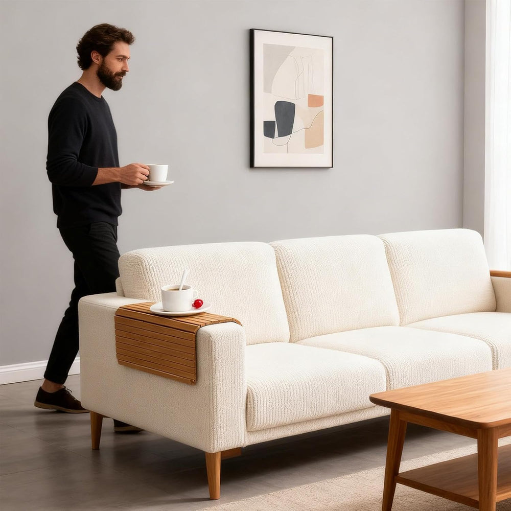 Couch Armrest Table - Wooden Side Arm Table, Folding Sofa Tray, Durable Armre...