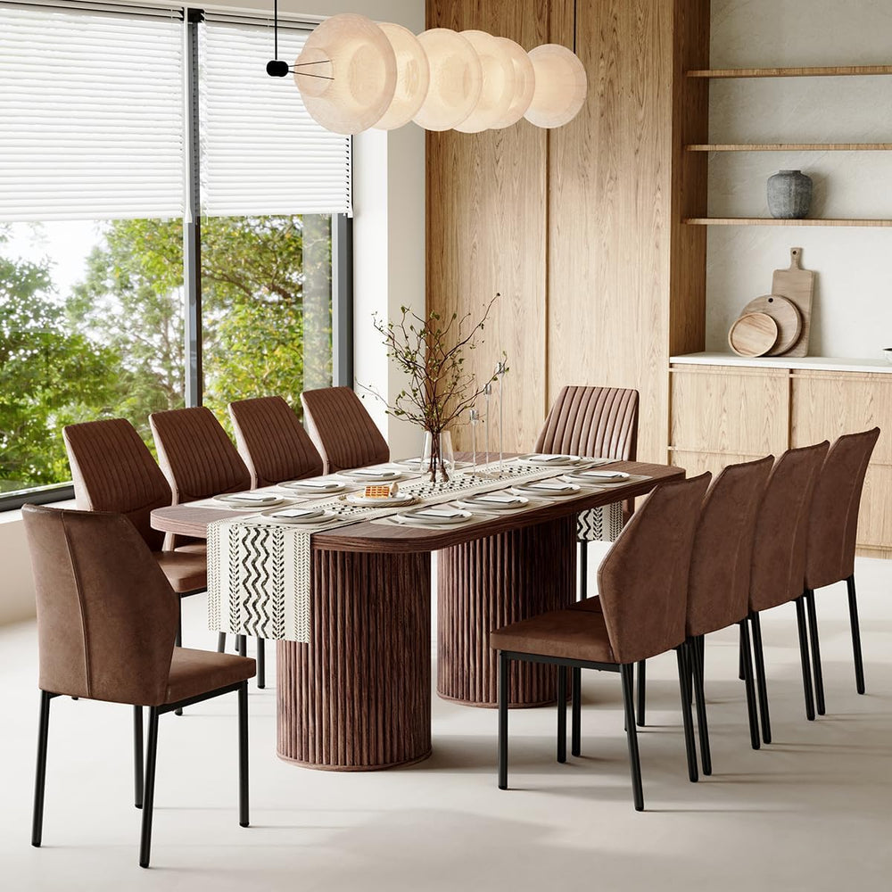 79" Dining Table Set for 10,Large Rectangular Kitchen Table Set for 10 w...