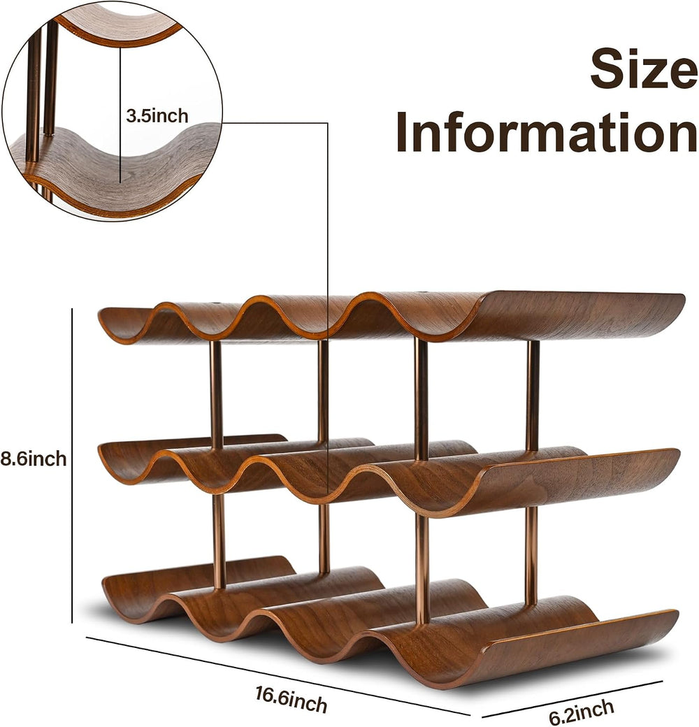 Countertop Wine Rack - 12 Bottle Freestanding Wine Bottle Holder Stand - 3 Ti...