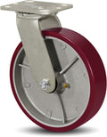 SY America 8" X 2" Casters Wheels,Heavy Duty Industrial Casters，Polyurethane on Aluminum Wheels,1 Swivel Casters,1600 LBS Load Capacity