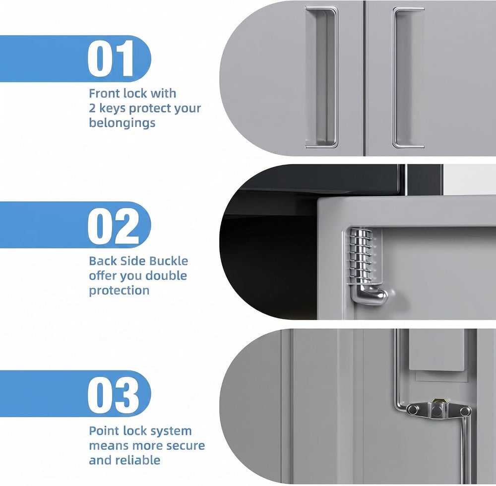 71-Inch Lockable Metal Storage Cabinet, Black and Gray | 15.75"D x 31.50...