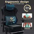 HOFFREE Gaming Chair with Speakers Bluetooth Massage Gaming Chairs for Adults Suede Fabric 165° Reclining Ergonomic Computer Chairs with Footrest Pocket Spring Cushion High Back Gamer Chair Black
