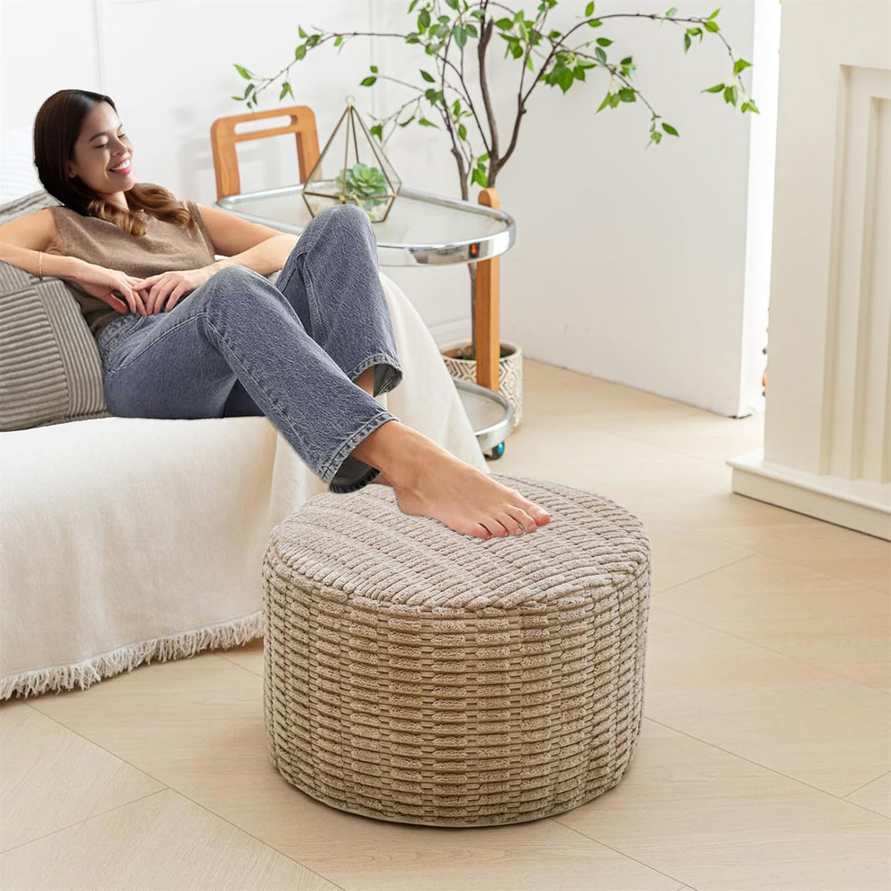 Asuprui Pouf Ottoman Round Foam Filled Foot Rest Stool Floor Pouf Footrest | ...