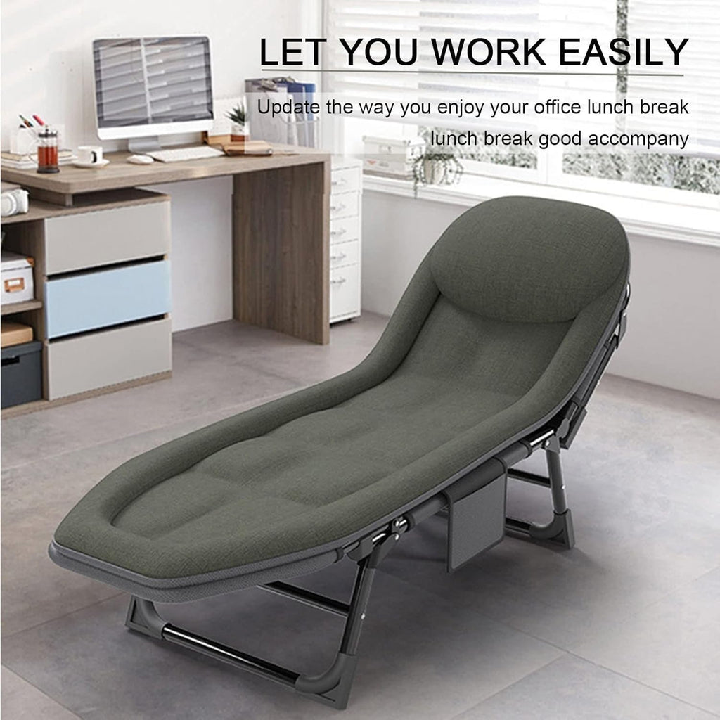 Camping Cot for Adults with Cushion, Portable Folding Camping Cot, 5-Position Folding Chaise Lounge(C1)