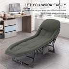 Camping Cot for Adults with Cushion, Portable Folding Camping Cot, 5-Position Folding Chaise Lounge(C1)