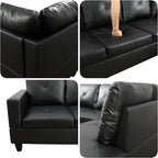 Sectional Couches for Living Room with Movable Chaise & Storage Ottoman - 97.5" Leather L Shaped Couches for Living Room Apartment, 4 Seat Home Furniture Modular Sectional Sofas, Black