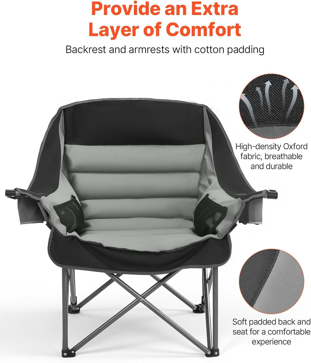 VEVOR Oversized Camping Chairs, 450 lbs Heavy Duty Support, Portable Padded F...